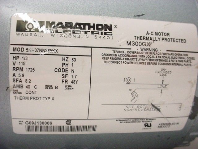  3HBG 14 M300X HP 1/3 HZ 60 Max Pressure 100 PSI Max Open Flow 