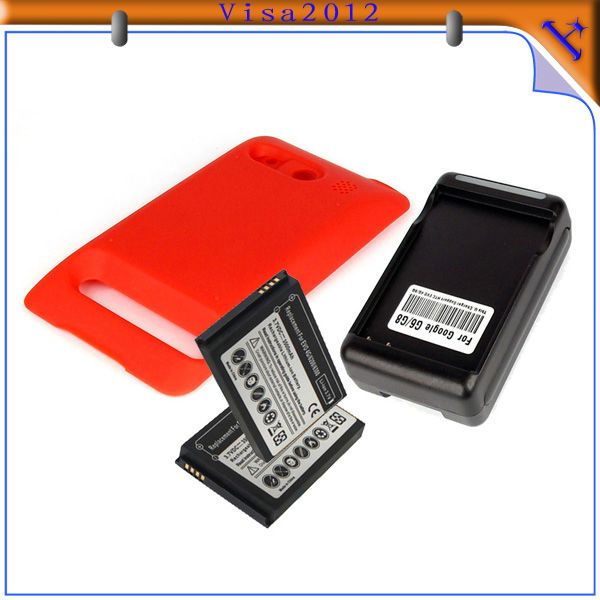 EXTENDED 3500mAh BATTERY+dock for HTC EVO 4G red  