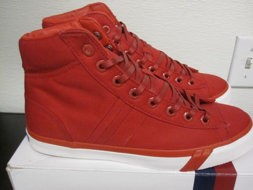 Pro Keds Royal Plus Hi Waxed Canvas Red NIB 8 13 $90  