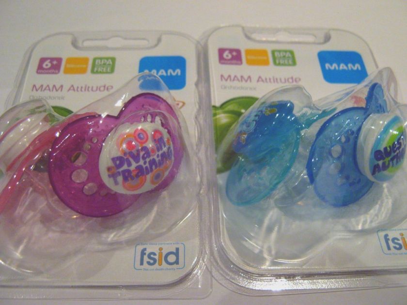 MAM * ATTITUDE* ORTHODONTIC SOOTHER 6M+ BPA FREE X 2  