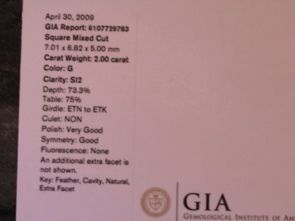 GIA 2.0c G Color SI2 Clarity Princess Cut Loose Diamond  