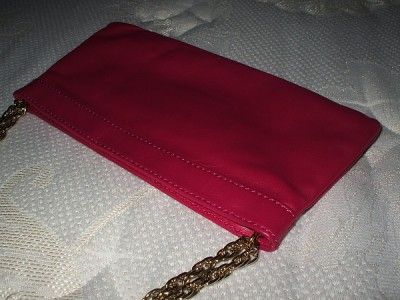 KATE SPADE PINK MAGENTA LEATHER CHAIN CLUTCH PURSE BAG  