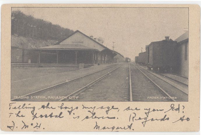 PA MAHANOY CITY READING STATION MAILED 1906 M37730  