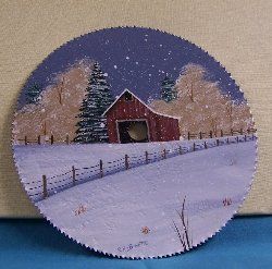 Handpainted Saw Blade   Christmas Barn   Made In USA  