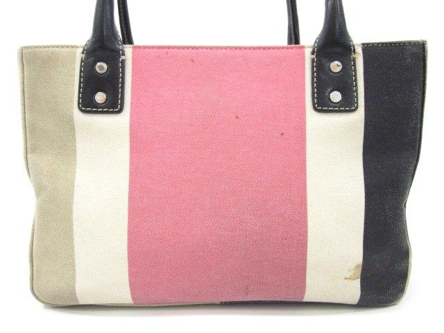 KATE SPADE Pink Brown Beige Canvas Tote Handbag Small  