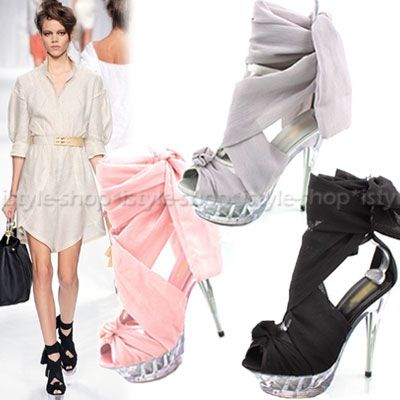 Runway Romantic Tulle Leg Tie Bridal Platform Sandals  