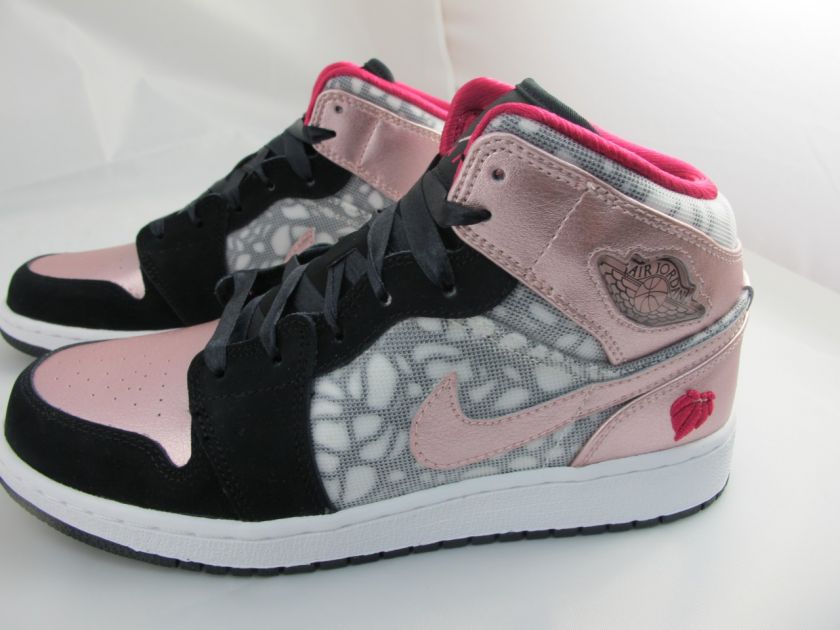 NEW GIRLS AIR JORDAN 1 PHAT 364781 019 BLACK STORM PINK VLTG CHERRY 