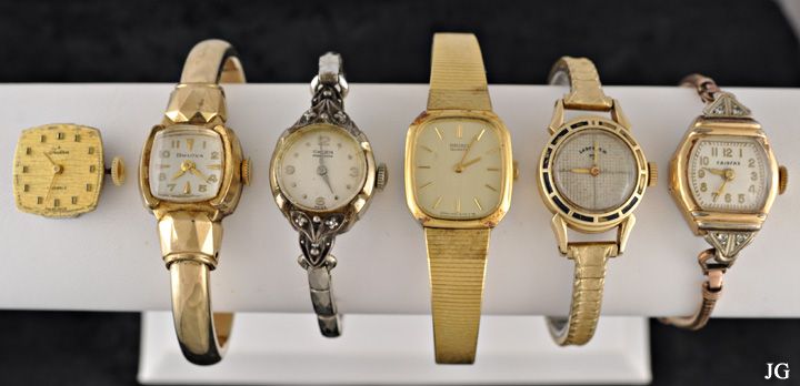 Ladies Gold Filled Wristwatches Diamonds Gruen Bulova Fairfax 