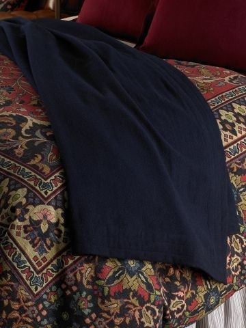 Ralph Lauren POETS SOCIETY Queen Navy Wool Blanket  