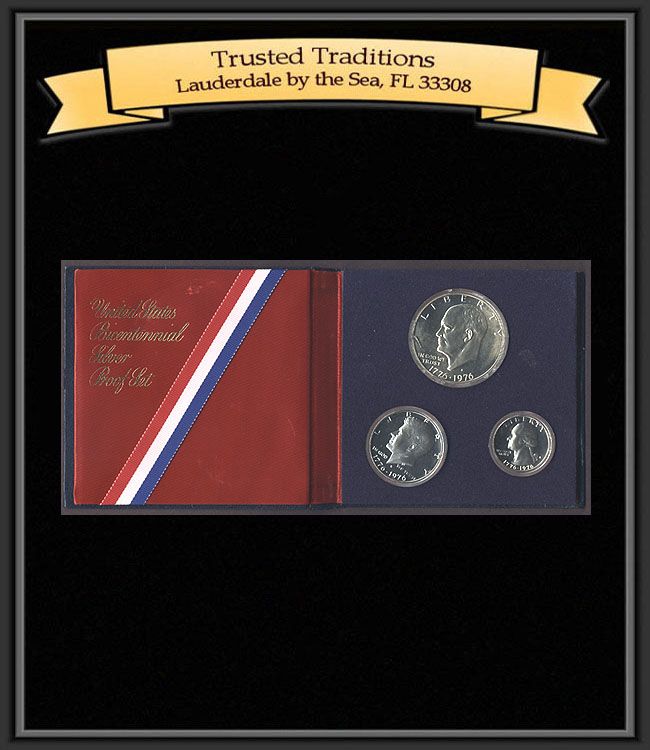 1776 1976 BICENTENNIAL SILVER SET 3 COIN SET  