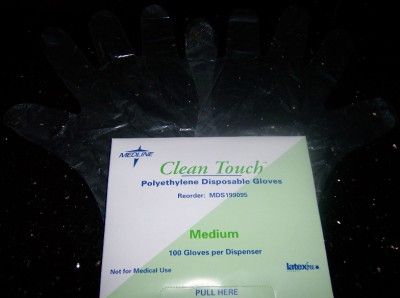   BOX 100 MEDIUM POLYETHYLENE DISPOSIBLE GLOVES FOOD HANDLING  