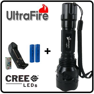   Q5 CREE Flashlight+2x 18650 5000mAh Blue GTL recharge battery+Charger