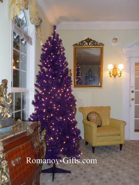 Retro SLIM PURPLE 7 Foot Christmas Tree Pre lit clear  