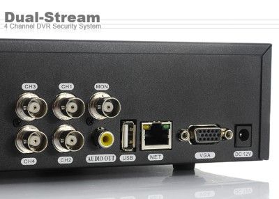 Dual   Stream 4 Channel DVR Security System, H.264, + 500GB HDD 