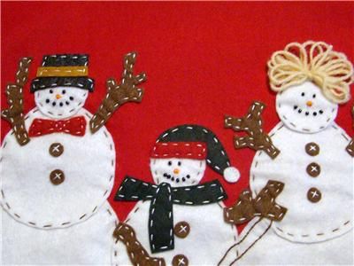 HAND~CRAFTED FABRIC FELT SNOWMAN FAMILY ADVENT CALENDAR 14X24  