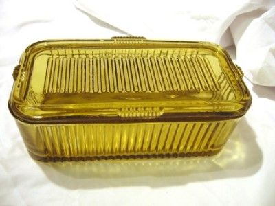 Vintage Federal Amber Depression Glass FEG37 Vertical Line 