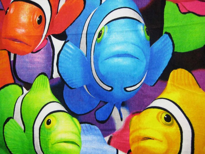 Multicolor Clown Fish Reactive Beach Towel 60 in. x 30 in.  