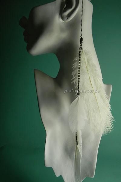   Ostrich Feather Rhinestone Studs ALL COLOR Clip In Hair Extension