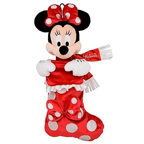 Disney Park Minnie Mouse Plush Christmas Stocking NEW  