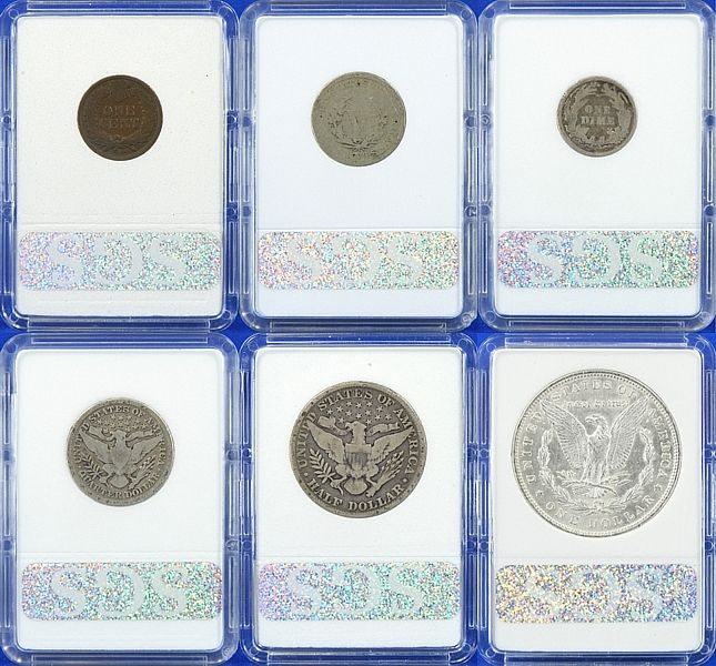 1898 P MINT AUTHENTIC 6 COIN YEAR SET W/ MORGAN DOLLAR  