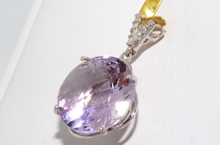 11.08CT AMETHYST & DIAMOND DANGLE PENDANT AMAZING  