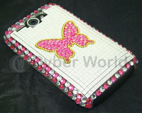 PINK DIAMOND CASE DIAMANTE BACK COVER HTC G8 WILDFIRE  