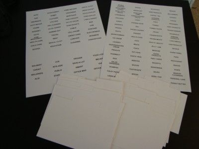 Coupon Organizer Dividers and Labels  