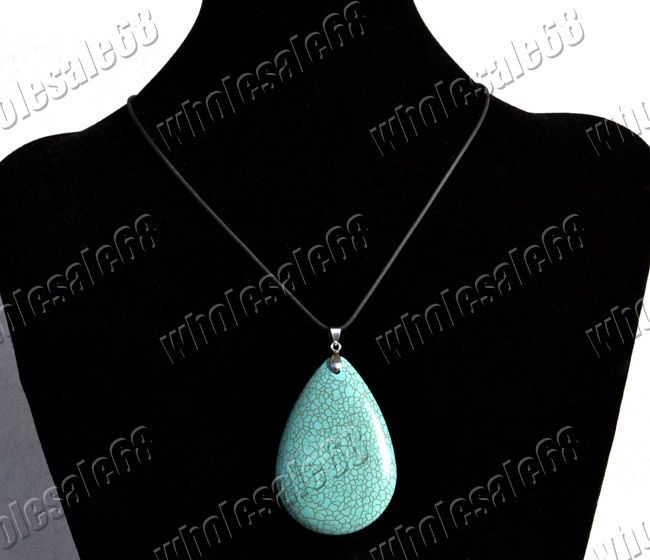 FREE 10pcs drop turquoise pendant chain cord necklace  