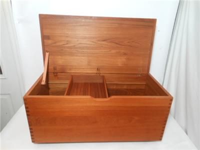   Modern Solid Teak Storage Cabinet Blanket Chest Dove Tailed  