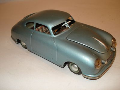   ) Porsche 356 Cp 119 Metallic Silver Blue Tinplate/Wind Up/Electric