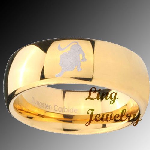 10MM Tungsten LEO Zodiac Engraved Mens Ring SZ 7 14  