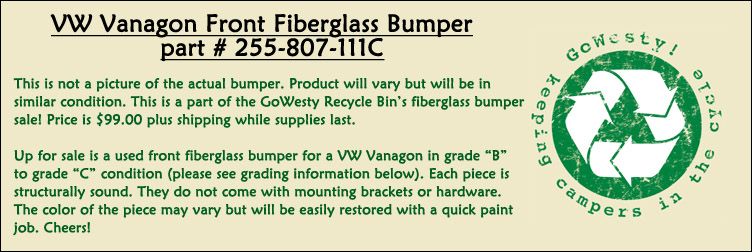 Volkswagen Vanagon Fiberglass Bumper Front  