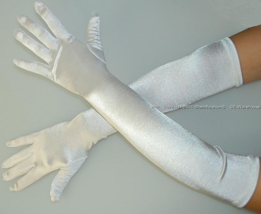 Evening Formal Wedding Stretch Satin Gloves Wrist Below Over Elbow or 