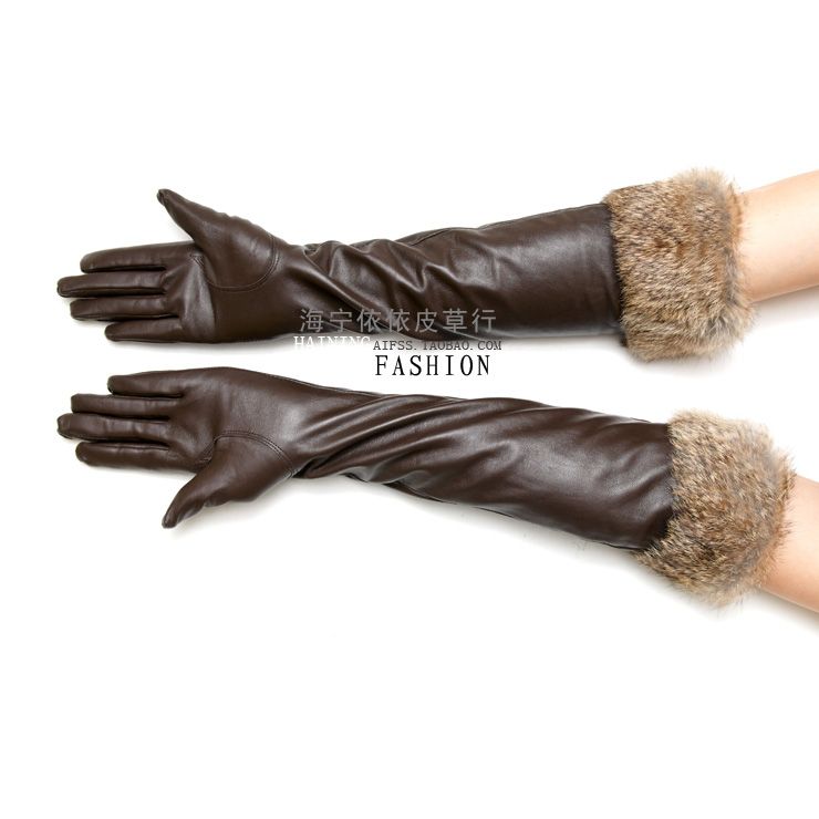   Women Genuine Leather Gloves Long 50cm Evening Party Opera  