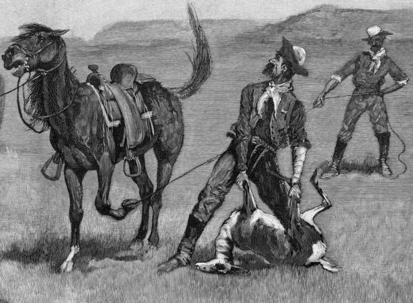 FREDERIC REMINGTON TEACHING MUSTANG PONY PACK DEAD GAME  