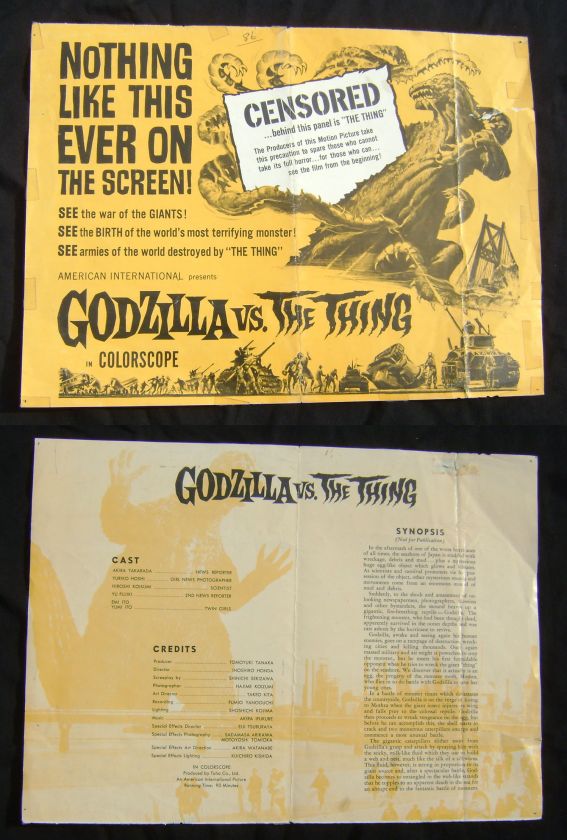 Godzilla vs the Thing 1974 Movie Poster Program Worn  