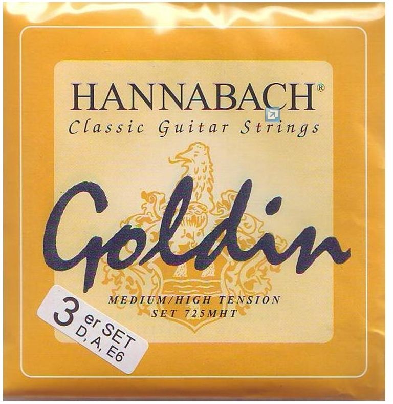 Hannabach Goldin guitar strings 725 MHT 3er Set D,A,E6  