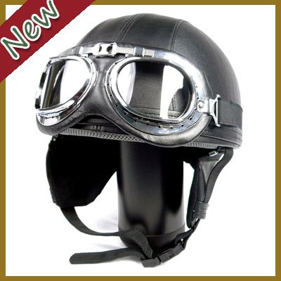 German motorcycle helmet scooter retro Large Black  