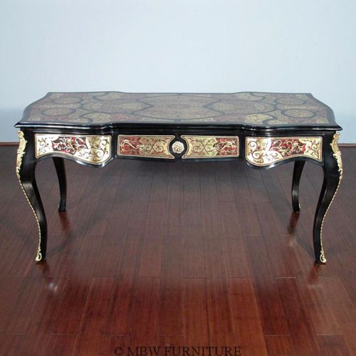 French Style Black Boulle Office Desk Writing Table w/ Ormolu MBWE516 