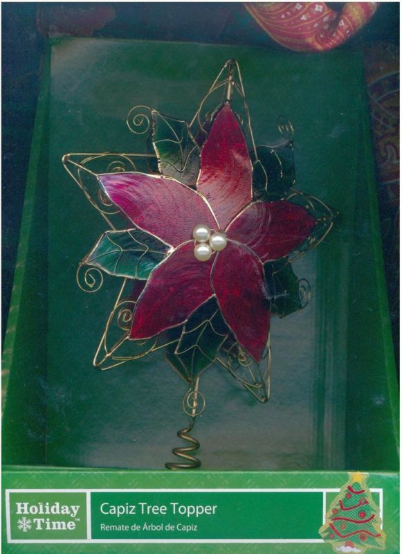 10 Poinsettia Tree Topper Capiz Shell by Holiday Time  