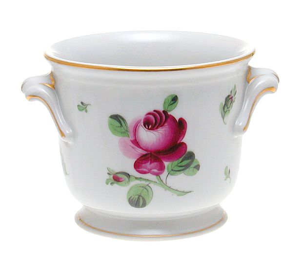 1930s Herend Petites Roses Cachepot, Hungary Hungarian  