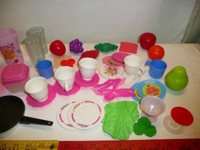 HUGE lot of kids baby play dishes Barbie Kitchen fruit food plates 