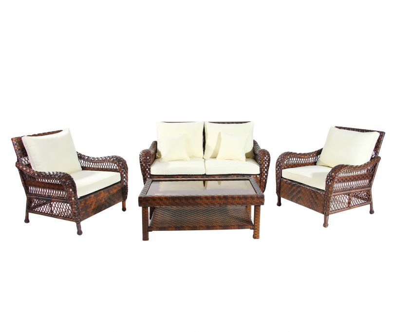 4pc Outdoor Wicker Patio Furniture Conversation Set  