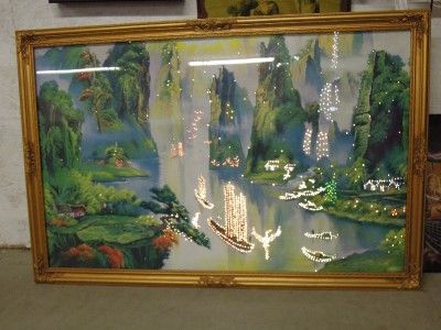 ORIENTAL SHADOW BOX PICTURE ,LIGHTED ART, VISUALLY STUNNING. * SALE 