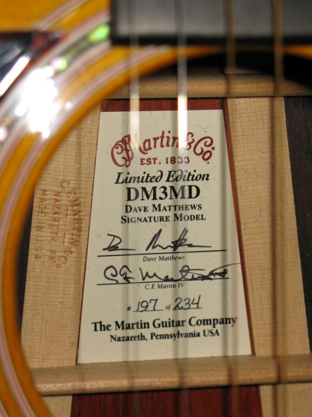 2000 MARTIN DAVE MATTHEWS LEFTY LEFT HANDED #197 / 234 MINT 