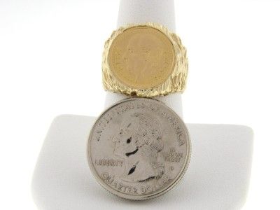 1945 DOS Y MEDIO PESOS COIN 14K GOLD BARK RING JEWELRY  