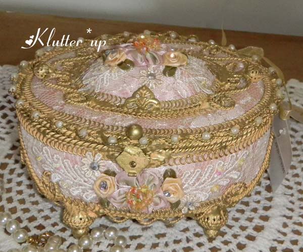 Victorian Vintage Style VANITY TRAY MIRROR PINK LACE  