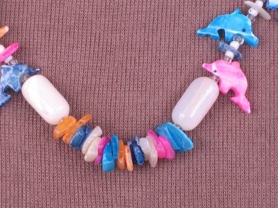 Glass & Seashell Dolphin Bead   Necklace / Bracelet Set  