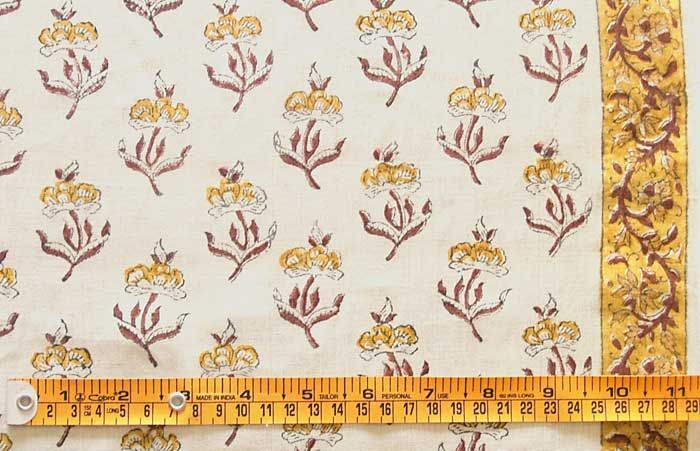   Printed Cotton. 2½ Yards. Light Weight Fabric. India Block Print