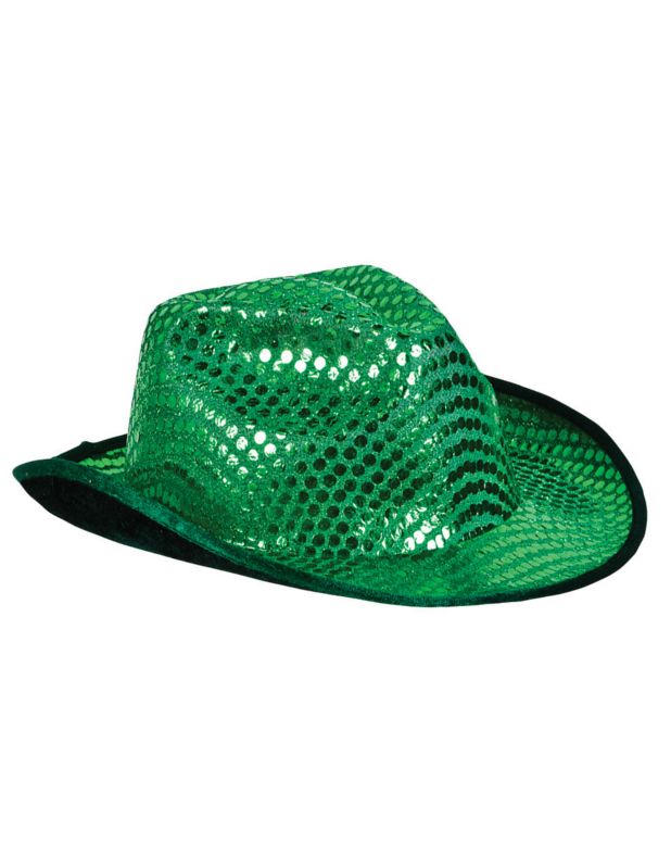 Deluxe St Patricks Day Green Sequin Fedora Costume Hat  